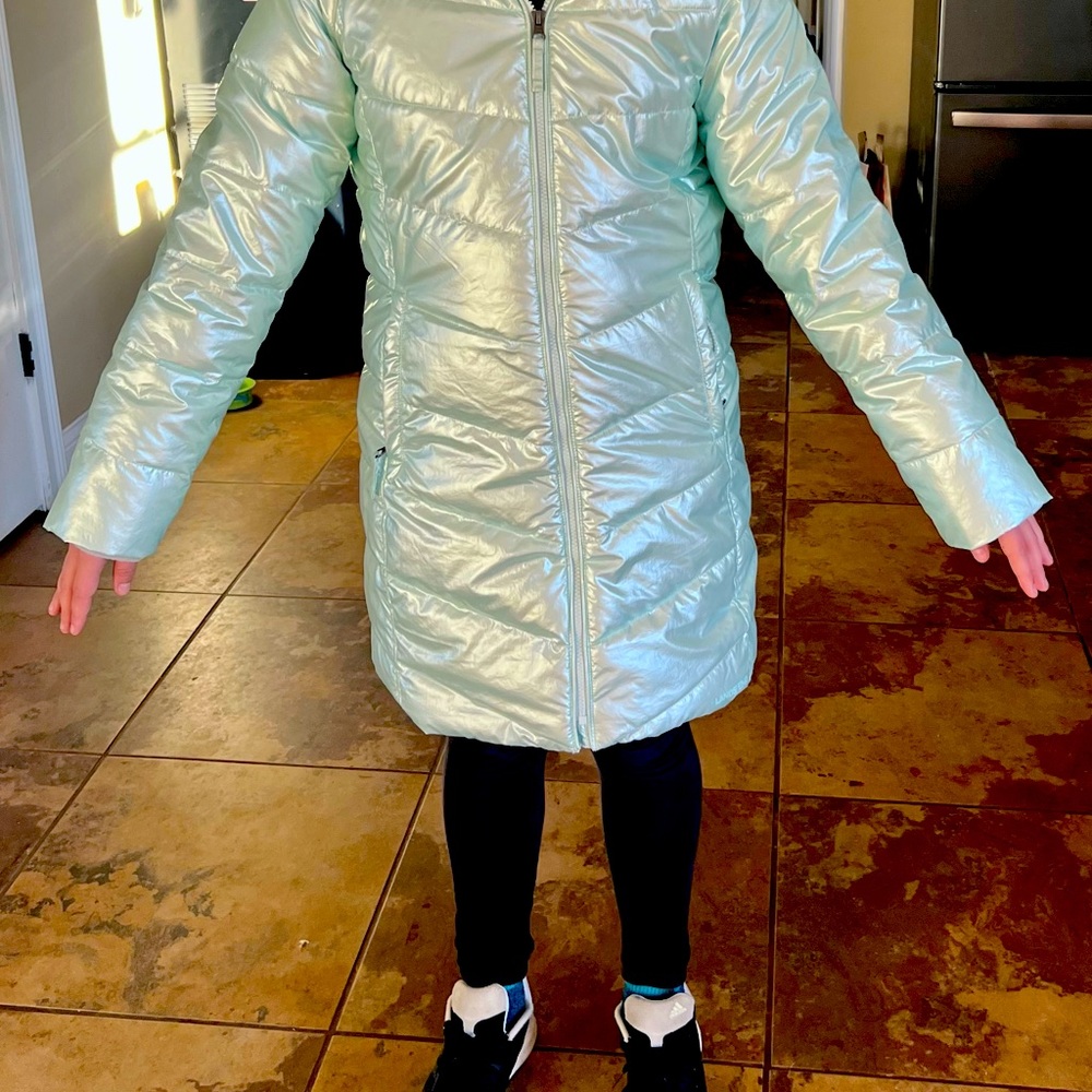 Lands End - Girls Winter Fleece Lined Down Alternative ThermoPlume Coat.Like NEW